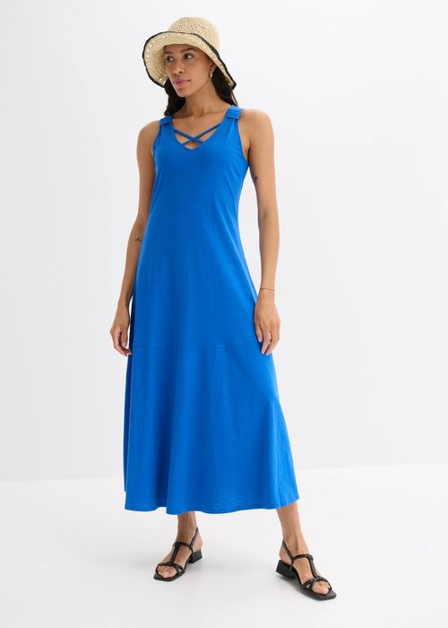 B.P.C długa sukienka z bawełny organicznej niebieska na ramiączka ^44/