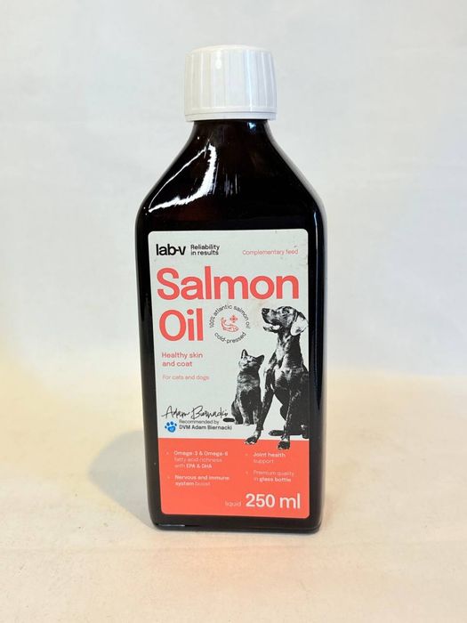 Лососева олія для собак і  котів  (Salmon Oil), 250 мл преміальна якість у скляній банці