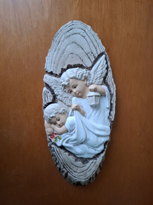 Anioł Stróż obrazek gipsowy na ścianę