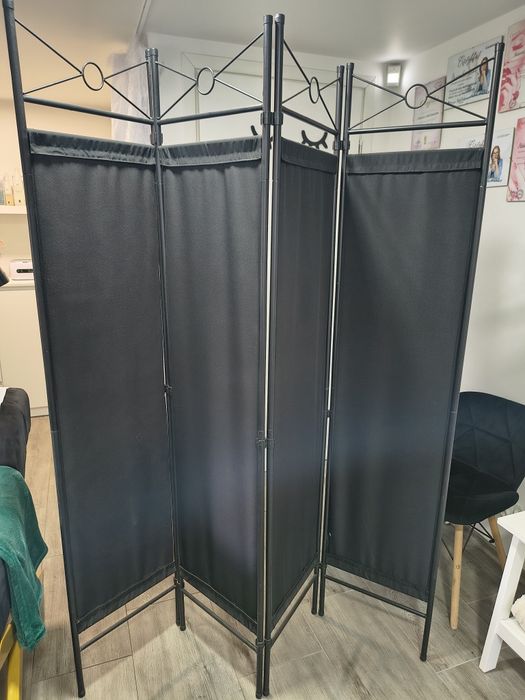 Parawan czarny, 4 panele