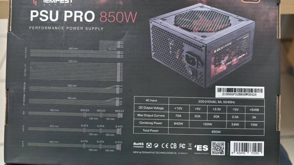 Fonte Tempest 850w 80 plus Bronze