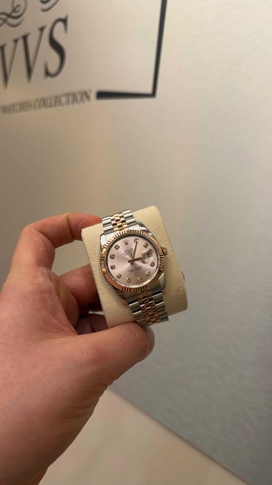 Zegarek Rolex Datejust 36 różowa tarcza z diamentami