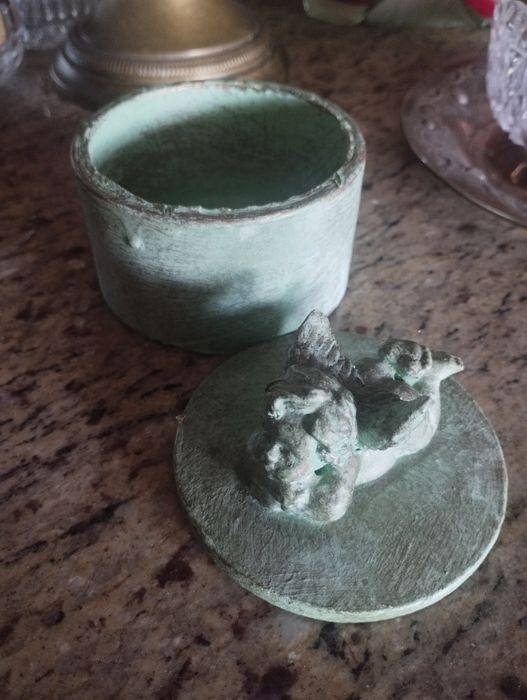 Stare pudełko z aniołkiem shabby chic vintage