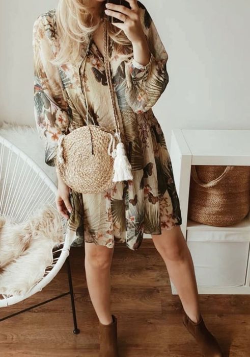 Sukienka zielona w kwiaty H&M rozm. 34 nowa