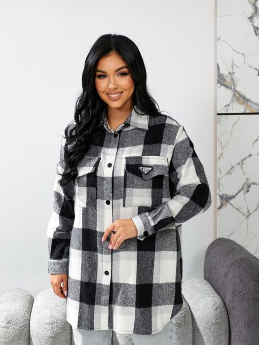 Жіноча тепла вовняна Сорочка Оверсайз. Батал/Sizes+