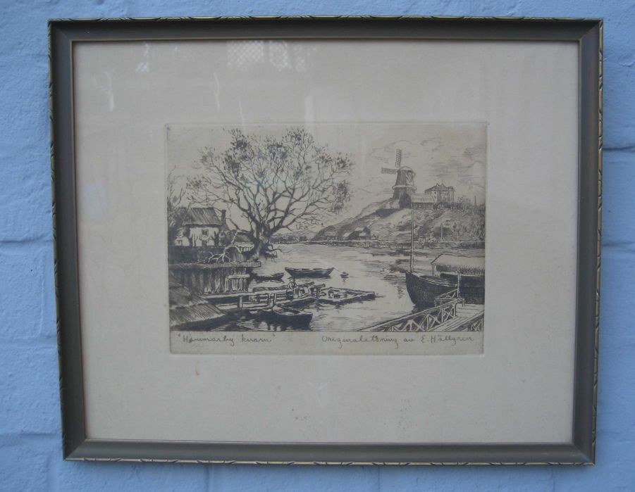 Litografia Ernst Hellgreen Hammarby Kvarn . Oryginal