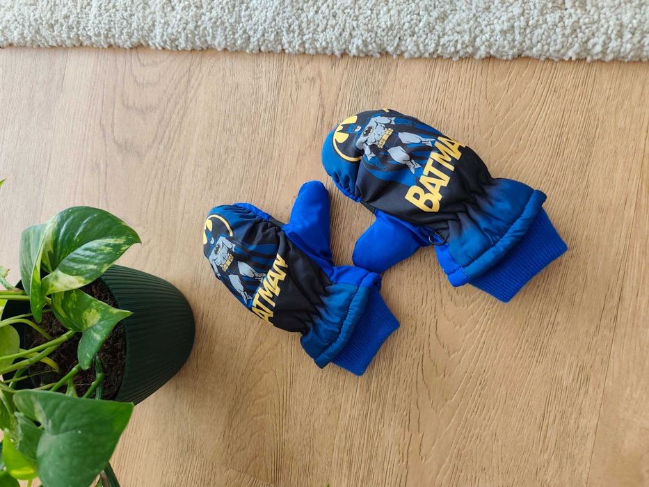 Rękawice rękawiczki chłopięce zimowe niebieskie Batman 104