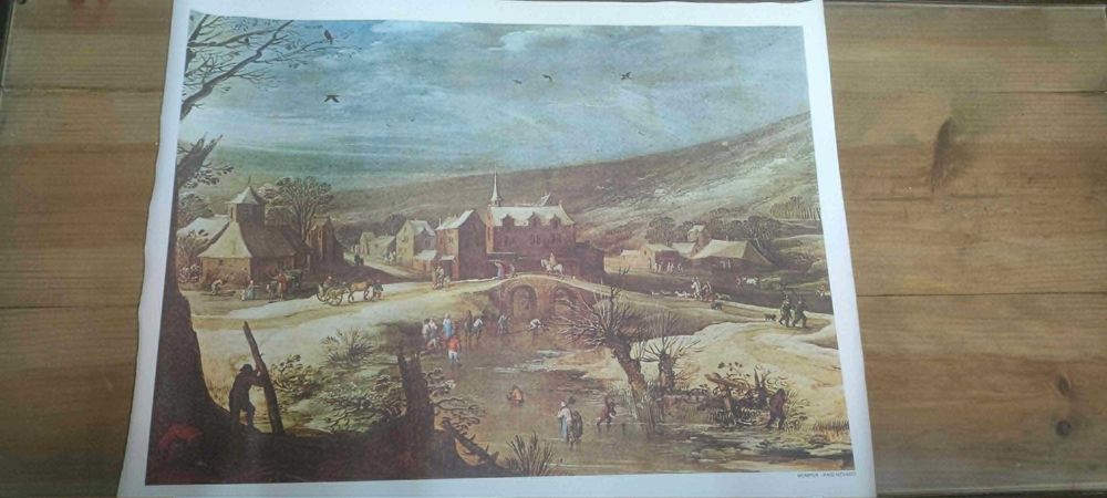 Litografia Momper, (Pais Nevado) óleo sobre tela anos 70 com 50 x 40 cm