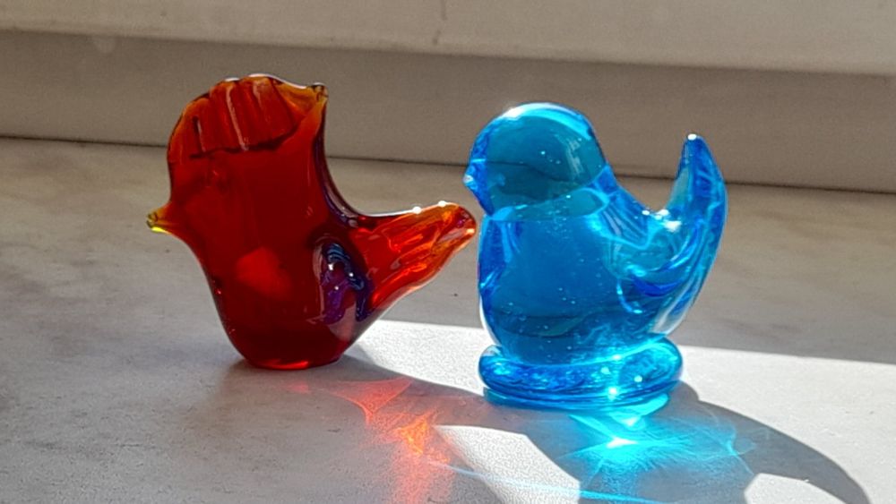 Фигурки из цветного стекла.  Винтаж Европа
