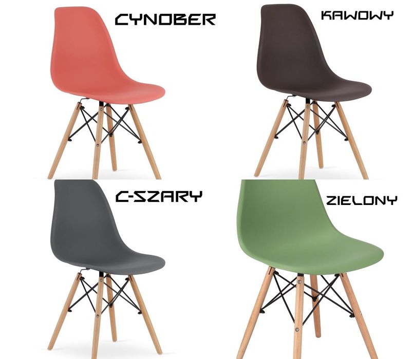 Nowy ZESTAW 4 sztuk krzeseł skandynawskich / 15 wersji kolorystycznych