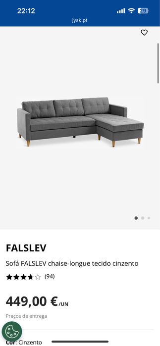 Sofá m chaise-longue tecido cinzento