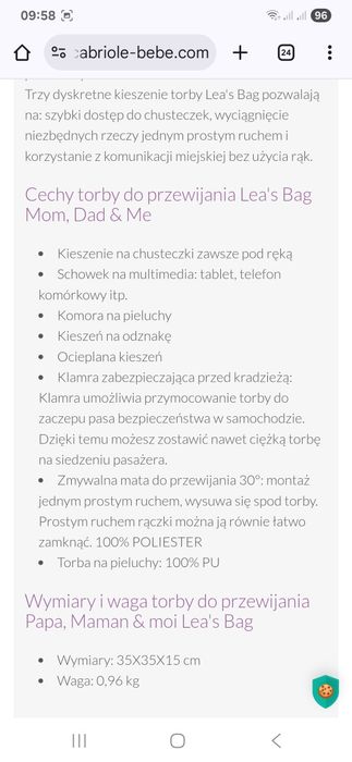 Torebka Nowa !z przewijakiem  leas Bag