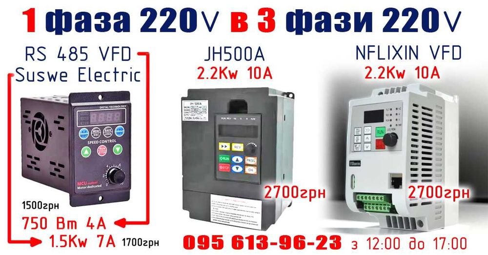 Регулятор обертів для асинхронного двигуна 2,2Кв. Частотник. НОВИЙ!!!