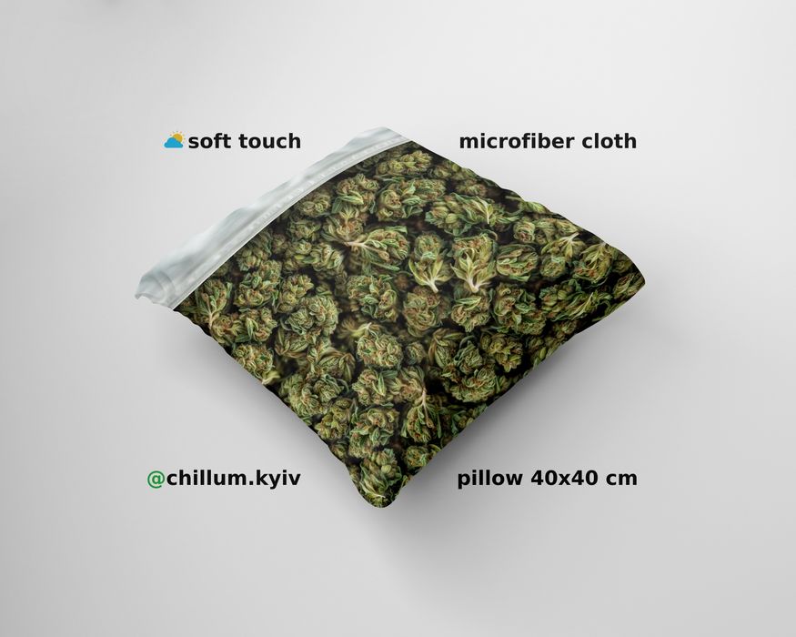 Подушка "єКоноплі" (пакет канабісу 40х40 см. принт).