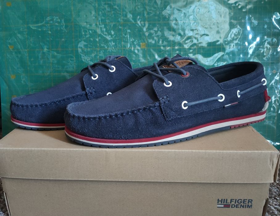 Мужские синие замшевые топсайдеры Tommy Hilfiger 45р, туфли мокасины