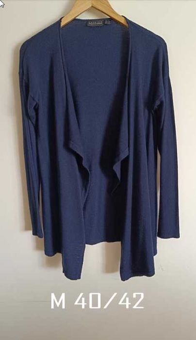 Sweter kardigan narzutka M 40/42 z kaszmirem granat fala