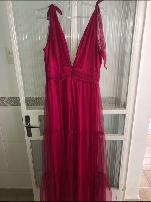 Vestido festa rosa em tule