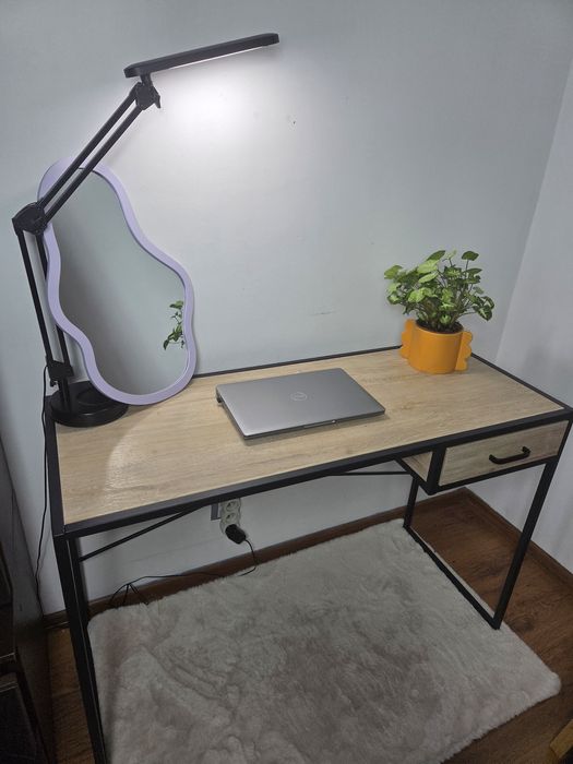 Biurko loftowe industrialne toaletka kolor dębowy z szufladą