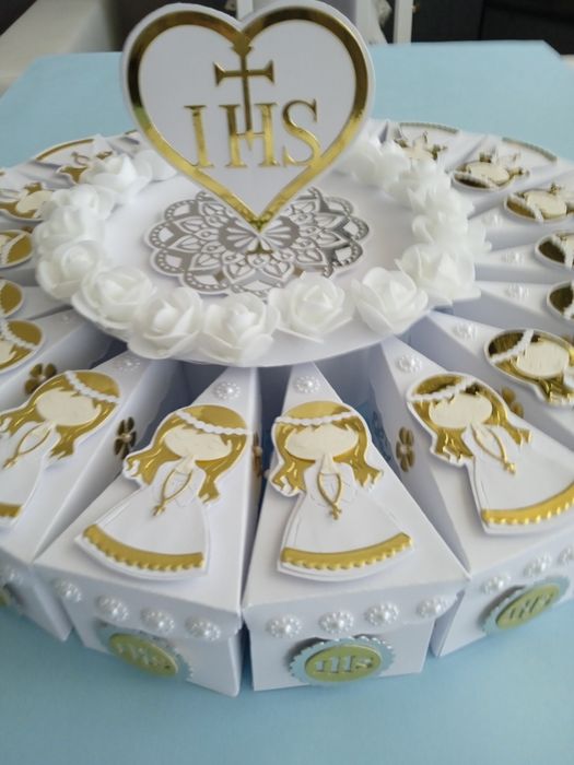 Podziękowanie dla gości 3 Papierowy tort sukienka komunia rocznica komunii