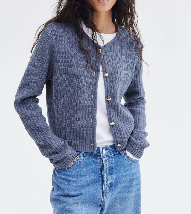 H&M kardigan sweter ze złotymi guzikami Nowy S M XL