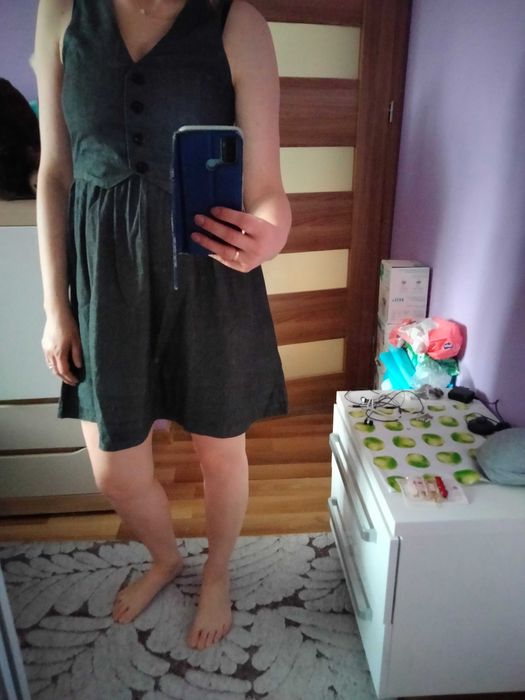 Szara sukienka wizytowa r36