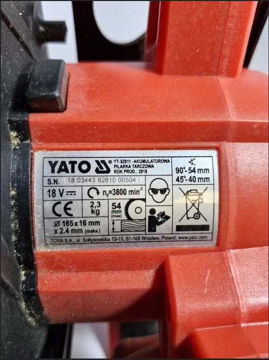 Pilarka Yato YT-82810 - 165MM z Baterią 2,0AH i Ładowarką