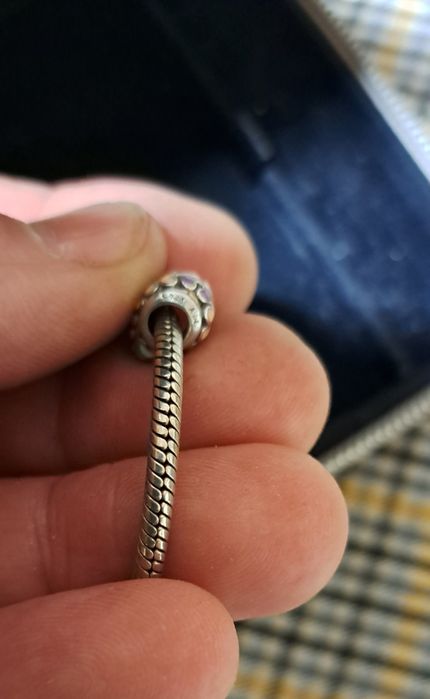 Pulseira Pandora malha snake em prata.