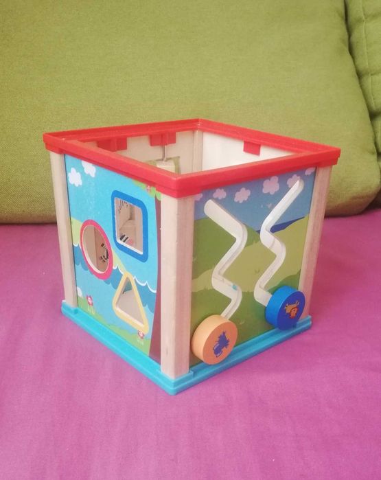 kostka edukacyjna drewniana zręcznościowa