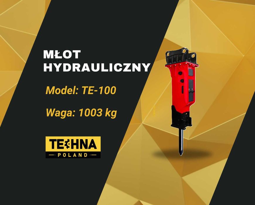 Młot hydrauliczny do koparki 10-15 ton Techna TE-100, 1003 kg Cat JCB