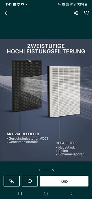 Filtr Hepa oczyszczacz powietrza filtr węglowy sharp webber  phillips