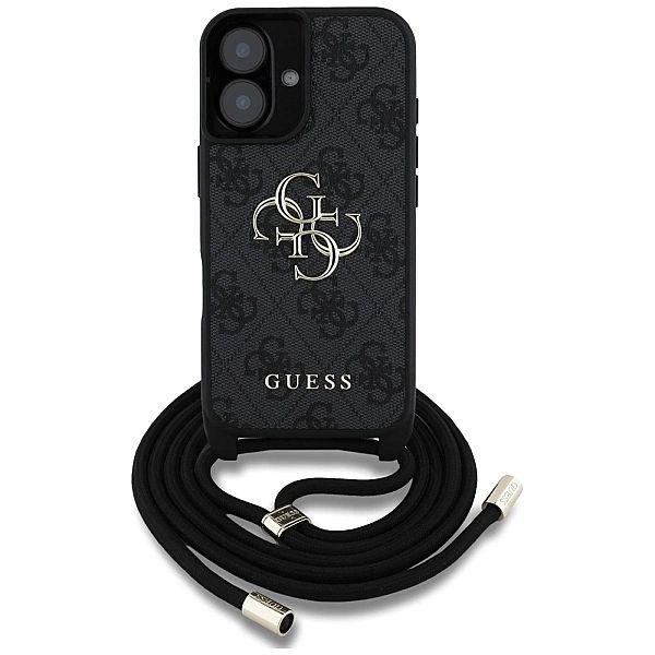 Etui Guess 4G Big Logo Cord Stap Crossbody do iPhone 16 Plus czarny