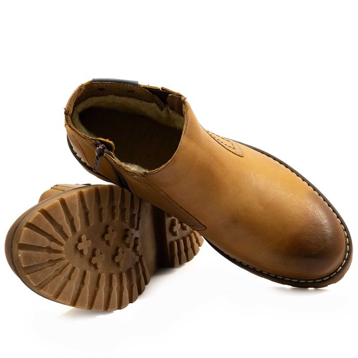 Buty zimowe męskie skórzane ocieplane sztyblety zamek POLSKIE 815br