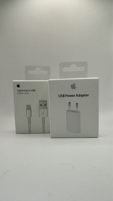 Zestaw Oryg. Ladowarka 5 W + Oryg. Kabel ligthning USB-A 2M Biały