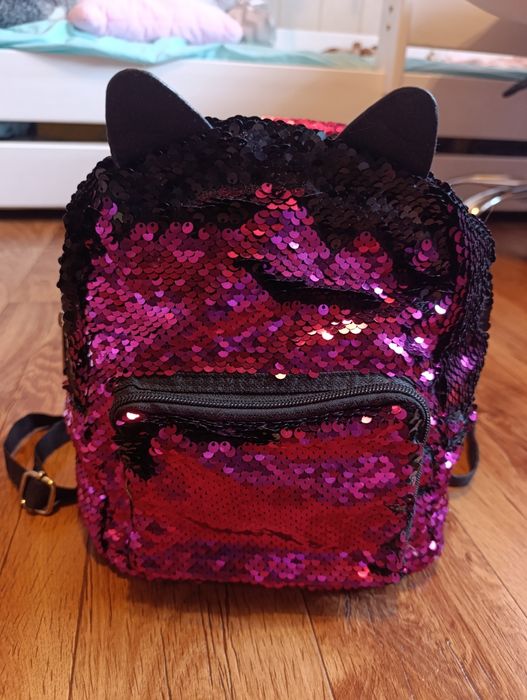 Cekinowy plecak z uszkami