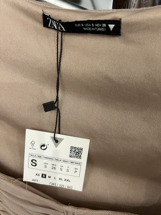 Sukienka mini puder S, nowa z metka, ZARA