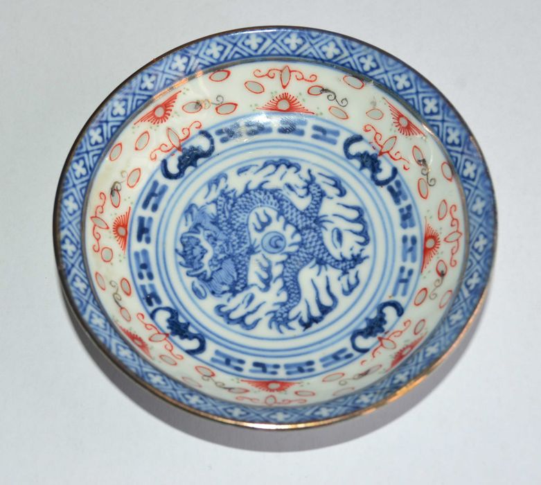 Tigela Chinesa Vintage Em Porcelana pintada à mão