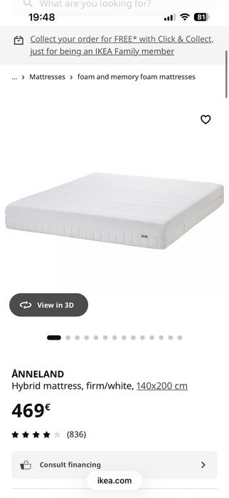 Cama IKEA + Colchão ANNELAND (140x200) COMO NOVOS