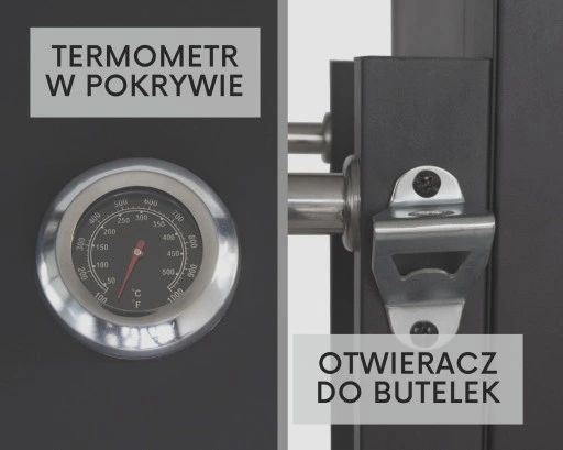 duży grill węglowy. pokrywa z termometrem gw0106