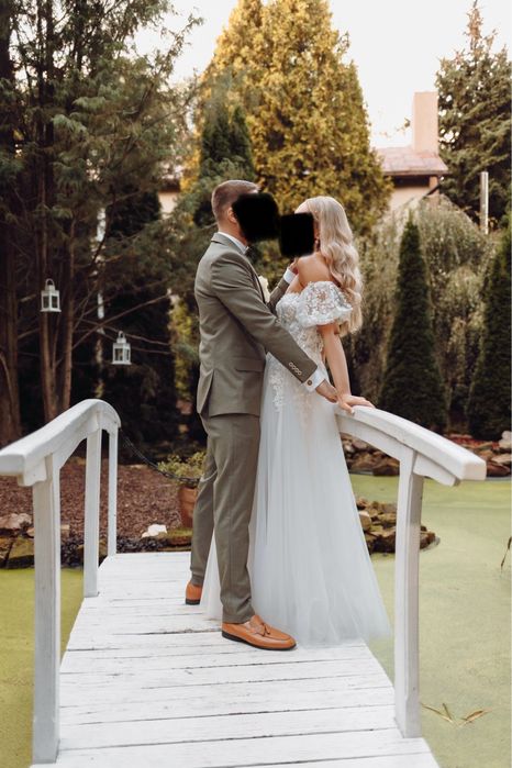 Suknia ślubna, koronka, rozmiar S