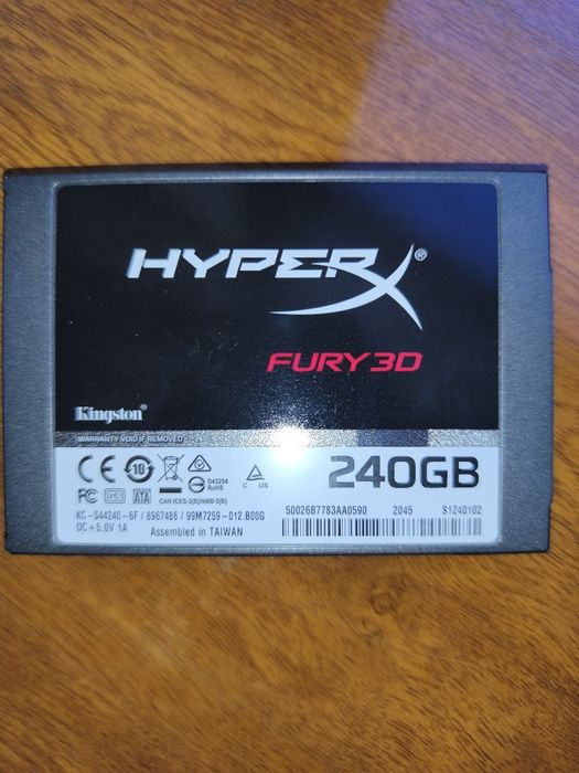 Б/у Sata SSD HyperX Fury 3D 240Gb