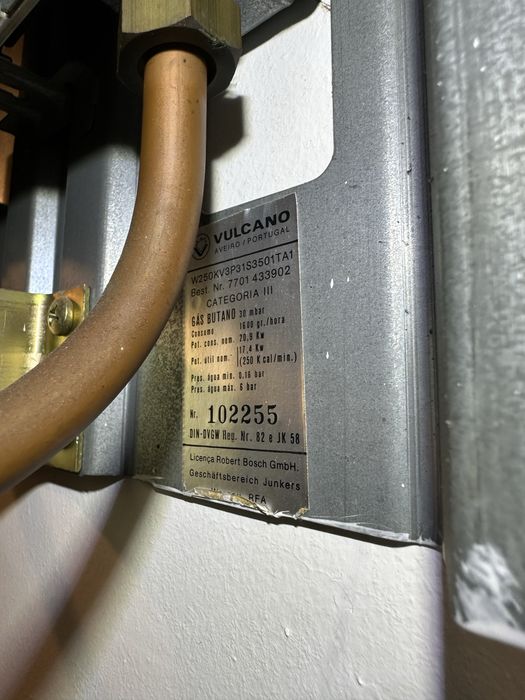 Esquentador Vulcano a Gás Propano – a funcionar perfeitamente