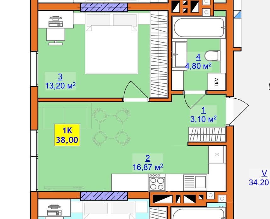 однокімнатна квартира з розтермінуванням на 36міс