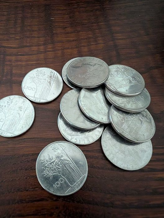 Moedas de 100 liras moeda italiana