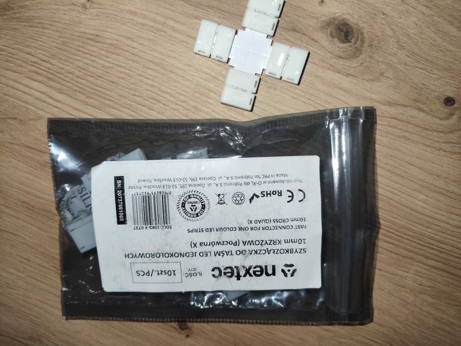 Nextec szybkozłączka do taśm led jednokolorowych 10mm krzyżowa (poczwórna x)