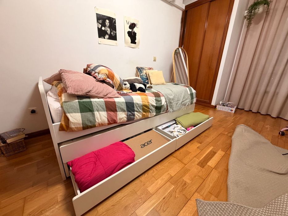Cama solteiro extensível para mais outra cama