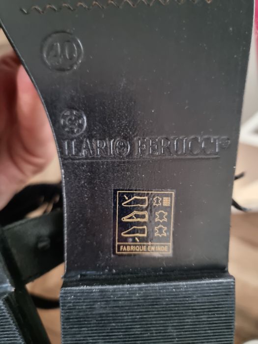 Sandały czarne skóra naturlana 40 koraliki