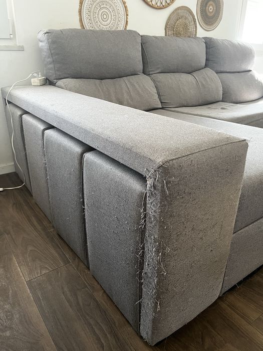 Sofá chaise long cinzento