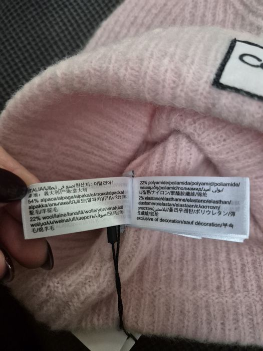 Czapka beanie Calvin Klein róż wełna i alpaka nowa