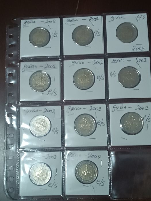 11 moedas de 2  euros da Grécia Com,S. Ano 2002
