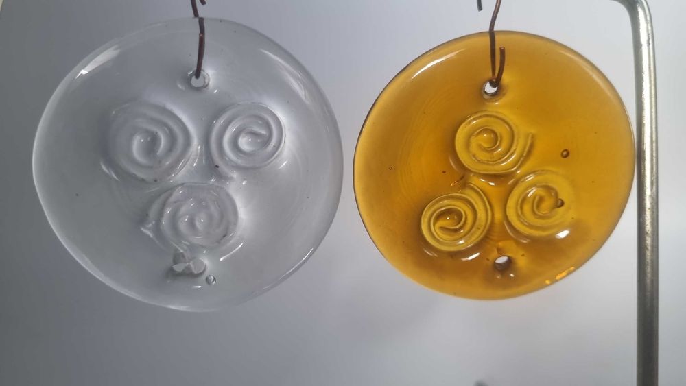 Medalion Plakieta Ząbkowice E.T. Drost Szkło kolorowe Design PRL